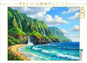 Calvendo Puzzle "Na Pali Coast USA mit Wasserfall und Meer" 1000 Teile, 64&times;48cm