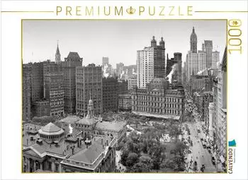 Calvendo Puzzle "Historic New York: Broadway, City Hall Park, ca. 1908" 1000 Teile, 64×48cm