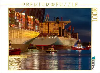 Calvendo Puzzle &bdquo;Containerschiffe beim Eindocken" 1000 Teile, 64&times;48cm