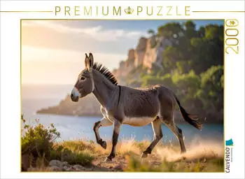Calvendo Puzzle „Ein schneller Trab am Meer – Esel im Sonnenuntergang" 2000 Teile, 90×67cm