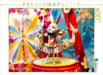 Calvendo Puzzle „Origamihase im Zirkus in bunter Papierwelt" 2000 Teile, 90×67cm