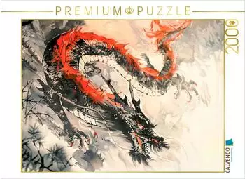 Calvendo Puzzle Chinesischer Drache China Ink Stil, schwarz-rot, 2000 Teile (90&times;67cm)