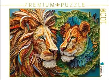 Calvendo Löwen in Quilling-Technik, Puzzle 1000 Teile, 64×48cm