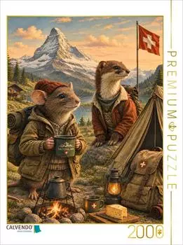 Calvendo Puzzle &bdquo;Ratte und Wiesel beim Campen in der Schweiz" 2000 Teile, 90&times;67cm
