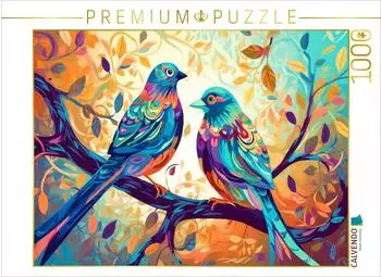 Calvendo Farbenfrohe V&ouml;gel auf einem Zweig Puzzle, 1000 Teile, 64&times;48cm
