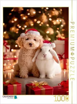 Calvendo Welpe und Kaninchen - Weihnachtsengel Puzzle 1000 Teile 64&times;48cm