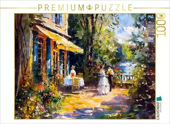 Calvendo Puzzle Landhausidylle am See mit Terrasse, Rosenranken und Balustrade, 1000 Teile, 64&times;48cm