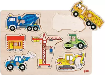 Goki Steckpuzzle Baufahrzeuge
