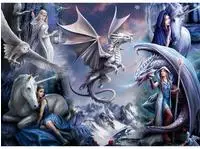 Bluebird Puzzle Puzzle Anne Stokes - Silver Dragon Collage - 1500 Teile