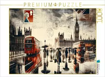 Calvendo Zeitlose Reflexionen: London im Regen durch das Auge der KI