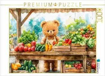 Calvendo Teddy verkauft Obst auf dem Wochenmarkt