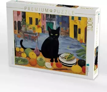 Calvendo Katze sitzt auf Esstisch
