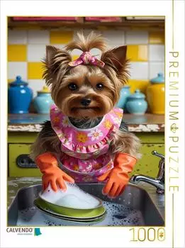 Calvendo Yorkshire Terrier beim Abwasch - niedlich, witzig und originell