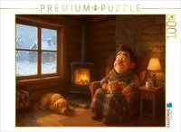 Puzzle &middot; Kuschelinger Kamin mit Hund und Katze | 1000 Teile &middot; Lege-Gr&ouml;&szlig;e 64...
