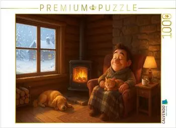 Calvendo Kuschelinger Kamin mit Hund und Katze
