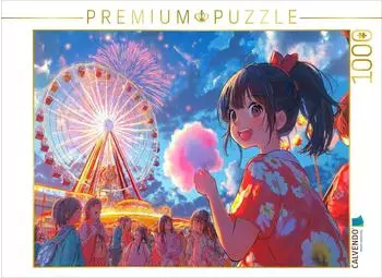 Calvendo Kawaii Anime Sommerfest - Riesenrad und Feuerwerk in Shoujo-Stil mit Yukata