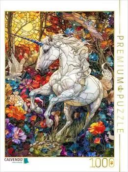 Calvendo Ein majest&auml;tisches Einhorn prangt auf einer farbenfrohen Blumenwiese
