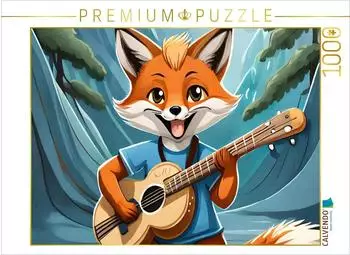 Calvendo Ein Schlaufuchs spielt Gitarre im Wald