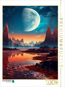 Calvendo Mond steht &uuml;ber einem steinigen Planeten