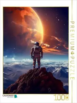 Calvendo Astronaut schaut einen Sonnenuntergang auf fernem Planeten