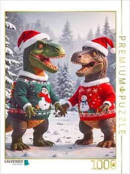 Calvendo Zwei Dinos haben Spa&szlig; im weihnachtlichen Schnee