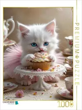 Calvendo S&uuml;&szlig;e Babykatze im Tutu nascht einen Cupcake