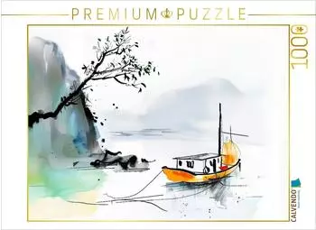 Calvendo Chinesische Dschunke am Ufer eines Sees
