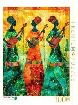 Calvendo Drei Musikantinnen in Afrika spielen Saiteninstrumente