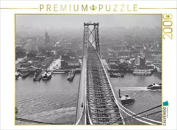 Calvendo Historic New York: East River from Brooklyn Tower of Williamsburg Bridge, 1903 &ndash; Puzzle 2000 Teile, 90&times;67cm