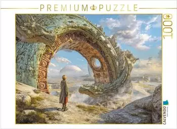 Calvendo Puzzle &bdquo;Steinerne Echos" Torbogen mit Drachen, 1000 Teile, 64&times;48cm