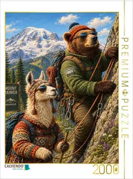 Calvendo Puzzle "Lama und B&auml;r auf Klettertour durch Amerika" 2000 Teile, 90&times;67cm