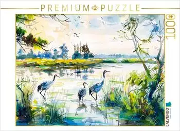 Calvendo Puzzle "Kraniche im Havelland im Flachwasser" 1000 Teile, 64&times;48cm