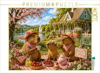 Calvendo Puzzle "Fr&uuml;hlingspicknick am See" 1000 Teile, 64&times;48cm