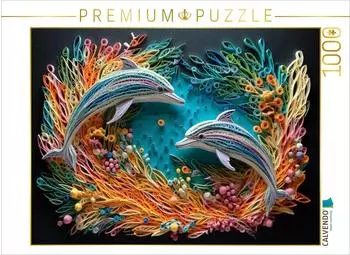 Calvendo Puzzle &bdquo;Springende Delfine in Quilling Technik" 1000 Teile, 64&times;48cm