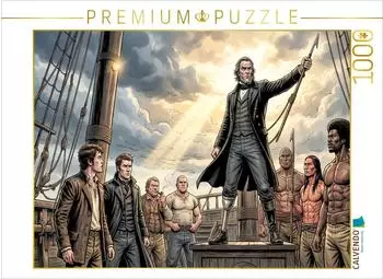 Calvendo Puzzle "Ahab schw&ouml;rt Rache am wei&szlig;en Wal" (Moby Dick), 1000 Teile, 64&times;48cm