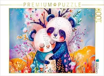 Calvendo Puzzle Aquarell Comic Panda Paar, 1000 Teile, 64&times;48cm