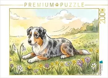 Calvendo Puzzle "Hund liegt auf einer bunten Wiese" 2000 Teile, 90&times;67cm