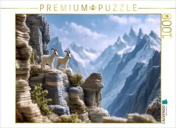 Calvendo Puzzle Hochgebirge mit Gämsen, 1000 Teile, 64×48cm