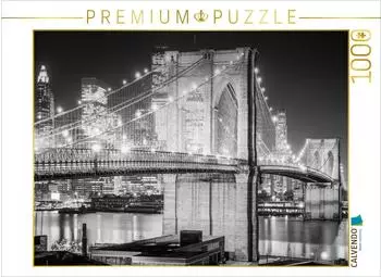 Calvendo Puzzle &bdquo;Historic New York: Old Brooklyn Bridge at Night" 1000 Teile, 64&times;48cm