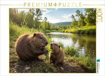 Calvendo Puzzle "Fr&uuml;hst&uuml;ck bei Familie Biber" 1000 Teile, 64&times;48cm