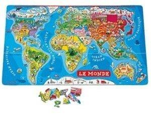 Janod Magnetisches Weltpuzzle - Französisch (90 Teile)