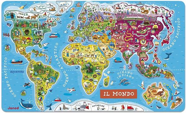 Janod Magnetische Landkarte Die Welt Italienisch