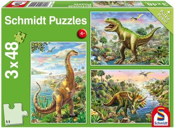 Schmidt-Spiele Standard 3 x 48 Teile Abenteuer mit den Dinosauriern