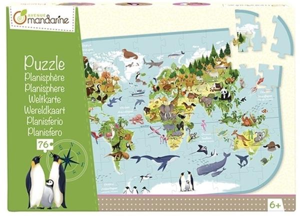 Avenue Mandarine Avenue Mandarine–pu014C–Puzzle Weltkarte mit Poster als Guide