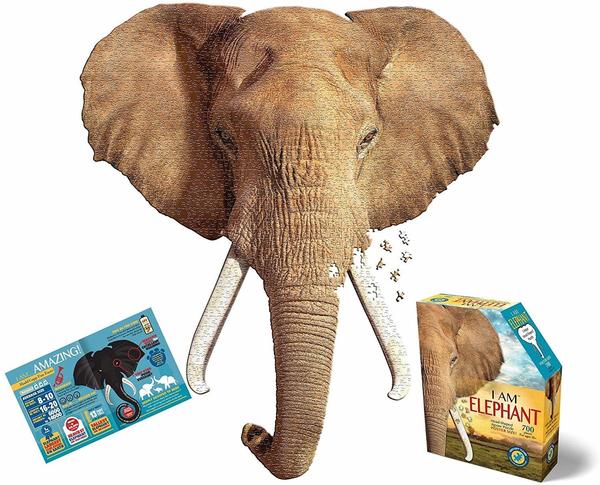 Madd Gear MADD 3007-IAMElephant CAPP 883007 Shape Puzzle Elefant, Konturpuzzle 700 Teile, für Kinder und Erwachsene, Mehrfarbig