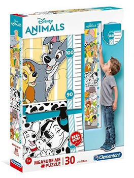 Clementoni Measure Me Puzzle 30 Teile-Disney Classic Animals, Größenmesser/Messlatte für Kinder bis 140cm