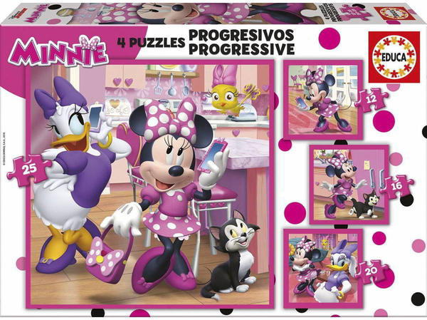 Educa Borrás Progressive Puzzles Minnie Happy Helpers 12+16+20+25