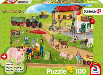 Schmidt-Spiele Schleich - Farm World - Bauernhof und Hofladen, 100 Teile, mit Add-on (56404)