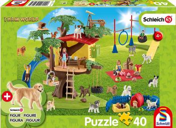 Schmidt-Spiele Schleich - Farm World - Fröhliche Hunde, 40 Teile, mit Add-on (56403)