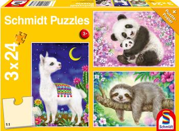 Schmidt-Spiele Panda, Lama, Faultier, 3x24 Teile (56368)